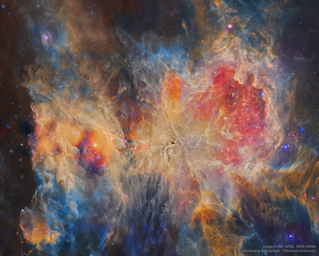 La nébuleuse d'Orion en infrarouge depuis WISE